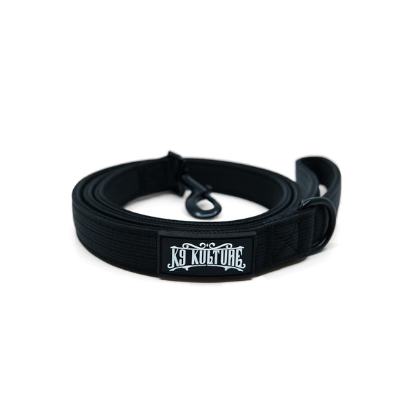 Simple Lead – Onyx Black, double-stitched nylon dog leash with 360º swivel clasp and D-ring attachment loop.